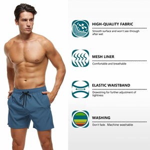 OEM Custom Swim Trunks Quick Dry Beach <b>Shorts</b> with Zipper Pockets and Mesh Lining 100% Polyester made in Pakistan - Product Image 5