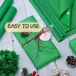 20 X 14 Pollici Carta Velina Glitterata, Confezione da 135 Fogli Verdi, Sacchetti Regalo per Fai da Te, Artigianato, Arte, Natale, Matrimoni, Compleanni, Carta da Imballaggio - Product Image 2