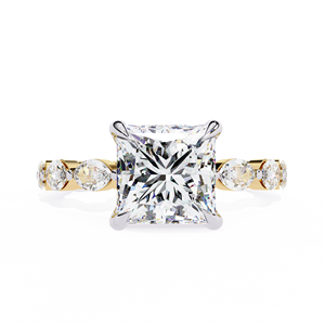Bagues de mariage classiques et élégantes en or massif 14 carats avec diamant de laboratoire IGI taille princesse 2,5 carats – Cadeau de fiançailles - Product Image 1