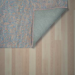 Alfombra de Lana Hecha a Mano con Base de Látex, Diseño Moderno y Abstracto con Patrón de Hojas en Beige y Azul, Alfombra de Diseño para Sala de Estar - Product Image 4