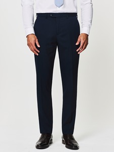 Costume d'affaires pour homme en laine et polyester bleu marine, simple boutonnage, col à revers, infroissable, coupe classique, style britannique - Product Image 4