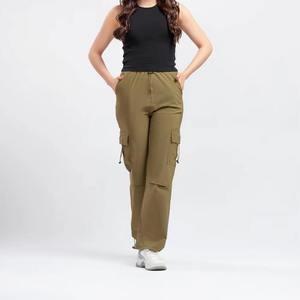 Pantalones Cargo de Cintura Media para Mujer, Largos, de Color Sólido, con Cierre de Cordón, Corte Holgado, Estilo Casual, con Bolsillos, para Invierno - Product Image 1
