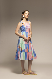Robe maxi en tissu mélangé de coton de qualité supérieure, imprimé floral multicolore, pour femmes, tenue décontractée de tous les jours, robe tendance d'été - Product Image 4