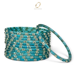 Bracelets en verre bleu goutte de pluie de qualité supérieure, fabriqués à la main, plaqués or, avec pierres en zircon, pour femmes, à porter en soirée, vente en gros - Product Image 5