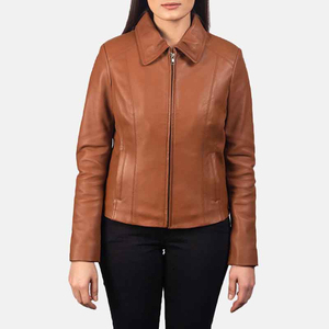Chaqueta de Cuero Genuino para Mujer con Cuello Camisero, Chaqueta de Cuero a la Moda, Hecha a Medida, de Alta Calidad y Cuero Suave - Product Image 2