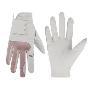 Gant de golf DARIB IMPEX en cuir véritable blanc gaufré avec paume rose, fermeture antidérapante auto-agrippante pour homme, usage sportif - Product Image 3