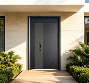 Porte d'entrée moderne en fer forgé, au design sophistiqué, résistante à la rouille et facile à assembler. - Product Image 5