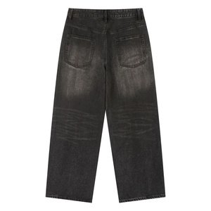 Jeans de Mezclilla Negros de Cintura Alta, Corte Recto, Lavado a la Piedra, Calidad Premium, Ajuste Regular, Algodón, Estilo Casual para Hombre, Otoño 2026 - Product Image 5
