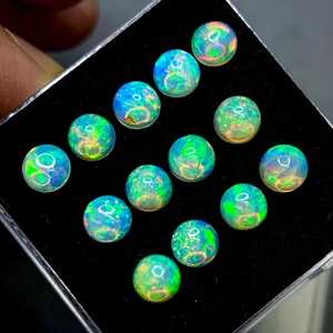 Lot de cabochons d'opale éthiopienne multi-feu, pierres précieuses rondes de 4 mm, 5 mm, 6 mm, 7 mm, 8 mm, 9 mm pour la fabrication de bijoux - Product Image 5