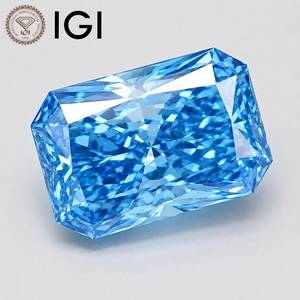 เพชรบลูไดมอนด์ทรงเรเดียนท์คัท ผลิตในห้องปฏิบัติการ ได้รับการรับรองจาก IGI สีแฟนซีสดใส ความสะอาดระดับ VS2/VVS1-VVS2 สำหรับทำเครื่องประดับ - Product Image 1