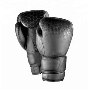 Gants de boxe noirs de haute qualité en gros, 12 oz, pour adultes, professionnels, à lacets, en cuir, avec logo personnalisé - Product Image 1