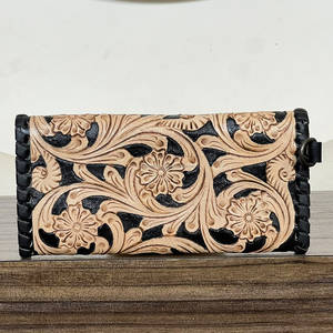 Pochette pour femme en cuir véritable artisanal, nouveau modèle élégant, porte-monnaie et porte-cartes, motif cerise, pour le shopping - Product Image 5