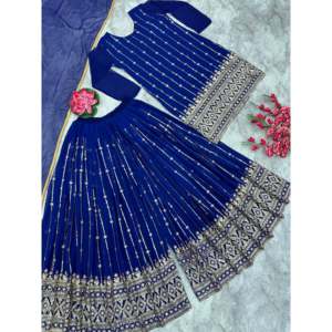 Ensemble de vêtements de fête pour femmes designer haut et bas Dupatta avec broderie - Product Image 3