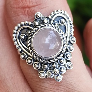 Rose Quartz Round <b>Ring</b> <b>925</b> Sterling <b>Silver</b> Handmade Promise Jewelry for Women January Birthstone Bezel Setting <b>Ring</b> - Product Image 5