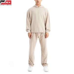 ชุดเซ็ตเสื้อฮู้ดดี้และกางเกงวอร์มสไตล์ยูเอสเอ แอซิดวอช ปี 2026 สำหรับผู้ชาย ดีไซน์ทันสมัย สตรีทแวร์ รับทำโลโก้ ผ้าพรีเมียม สั่งซื้อจำนวนมาก - Product Image 1