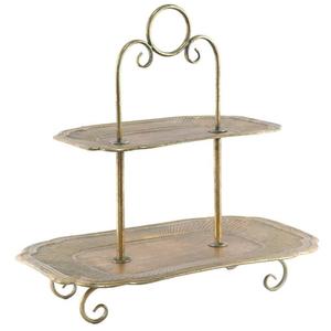 Soporte Rectangular de Dos Niveles para Pastel en Metal Dorado con Superficie de Mármol Blanco para Fiestas de Cumpleaños, Aniversarios, Compromisos y Decoración de Mesa - Product Image 5