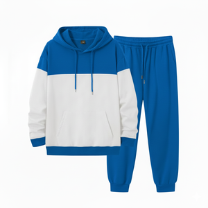 Ensemble de survêtement unisexe personnalisé avec logo, pantalon décontracté et sweat à capuche, couleur unie, 2 pièces, délavage acide, 100 % coton - Product Image 2