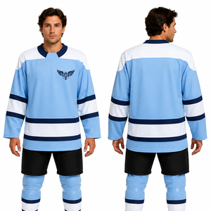 Maillot de hockey sur glace bleu ciel personnalisé, respirant, uniforme de hockey sublimé, vêtements de sport pour hommes, entraînement d'équipe, OEM - Product Image 1