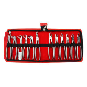 Juego de 12 Pinzas de Extracción de Acero, Patrón Americano, Agarre Fuerte, Mango Antideslizante, Estuche de Cuero, DentalBy Grip Surgical - Product Image 4