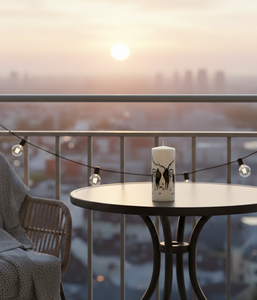 Bougie pilier artistique imprimée en noir et blanc, idéale pour les tables basses, les étagères, les salons, les studios et les cadeaux. - Product Image 3