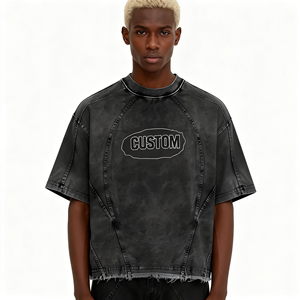 T-shirts surdimensionnés de style streetwear pour hommes, personnalisés, de haute qualité, en coton 100% lourd (220g), coupe ample, effet délavé à l'acide - Product Image 5