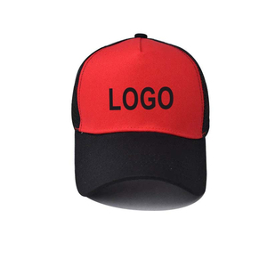 Custom Logo Trucker <b>Cap</b> Red <b>Black</b> Mesh 6-Panel Adjustable Unisex Casual Hat - Product Image 1
