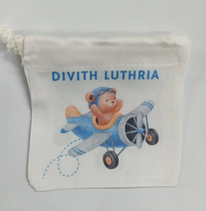 Bolsa Potli con Logotipo Personalizado, Bolsa Potli con Cordón Personalizada, Bolsa de Tela Impresa para Regalo, Bolsa Potli Personalizada para Recuerdos de Boda - Product Image 1