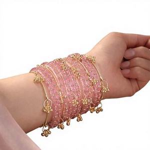 Ensemble de bracelets Jhumki multicolores dorés tendance et très prisés, style cachemire, pour mariages et fêtes, prix de gros premium, artisanat en résine - Product Image 5