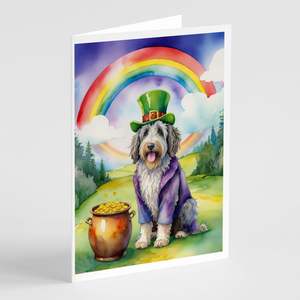 Bergamasco Sheepdog St Patrick's Day Tarjetas de felicitación Pack 8 Whimsical A7 Tamaño 5x7 Tarjetas de notas en blanco con sobres - Product Image 1