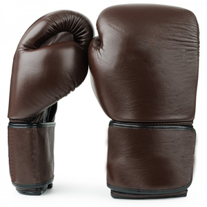 Gants de boxe en cuir PU marron, à doigts entiers, avec fermeture à lacets réglable au poignet, pour entraînement et sparring adultes - Product Image 1