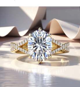 Anillo de Lujo con Moissanita Blanca de Corte Ovalado en Plata 925 Chapada en Oro para Boda, Compromiso, Aniversario, Clásico, Solitario, Promesa - Product Image 5