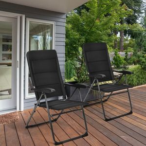 2 sillas plegables para patio al aire libre con respaldos ajustables para uso en bistró y patio trasero - Product Image 2