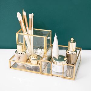 Contemporary Metal And Glass Storage Organizer For Makeup Collection Jewelry Perfume And Cosmetic Essentials - Product Image 2