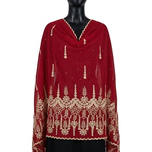 Châles en coton pour femmes en gros, haute qualité, brodés de fleurs et de strass, doux, légers, respirants, pour l'été et le quotidien, longs - Product Image 1