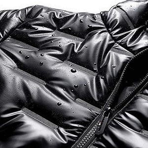 Stylish Metallic Glossy Puffer Jacket Nylon Hoodie Jacket Waterproof Breathable Hooded <b>Winter</b> Outdoor Activities Glossy Jackets - Product Image 6