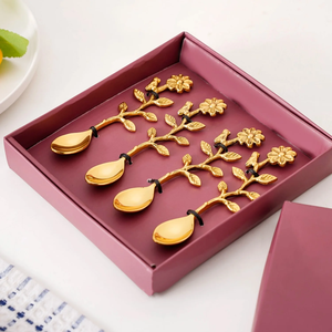 Cuchara de postre de latón para regalos, cuchara moderna para el hogar, regalos empresariales, cuchara chapada en oro - Product Image 2