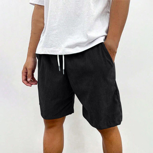 Pantalones Cortos de Lona Antiarrugas para Hombre, Ecológicos, Transpirables, de Secado Rápido, Cintura Elástica, Estilo Vintage, para Playa y Verano - Product Image 3