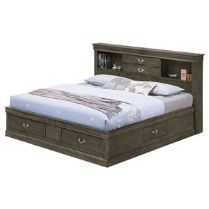 Elegante Letto King Size Grigio con Rivestimento per Camere da Letto Senza Tempo - Product Image 1
