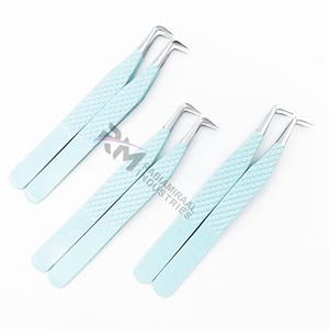 Pince à cils RABIAMIRAAL INDUSTRIES en acier inoxydable, pointe lisse, outils de précision, revêtement poudré bleu clair, pointe argentée - Product Image 3
