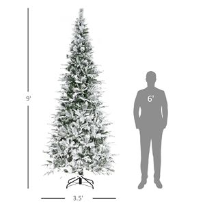 210 cm Luxury Pine Artificial Christmas Tree 9ft Snow Flocked Pre-Lit with 1159 Green <b>Branches</b> Warm <b>Light</b> for Indoor Decoration - Product Image 3
