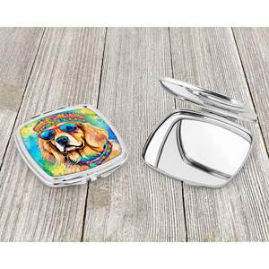 Golden Retriever Hippie Dawg Compact Folding <b>Handheld</b> Makeup <b>Mirror</b> Decorative Travel <b>Mirror</b> for Women Girls Pocket Size Gift - Product Image 3