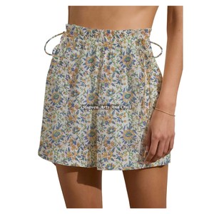 Nuevos Pantalones Cortos de Verano para Mujer, Diseño Estampado, con Cordón Ajustable, 100% Algodón, Estampado a Mano - Product Image 6