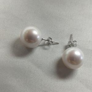 Pendientes de Perlas de Agua Dulce Blancas Grandes de 11-12 mm con Plata S925, Buen Brillo, Ligeramente Imperfectos, Decoración Fina para las Orejas - Product Image 3
