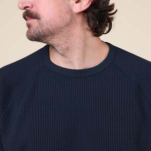 T-shirt col rond en coton gaufré de haute qualité – Chemise en maille gaufrée en coton premium – Vente en gros - Product Image 2