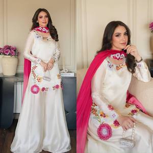 Conjunto de Sharara, Plazzo y Dupatta para Mujer, con Bordado Multicolor, Diseño de Moti, Largo hasta el Tobillo, para Fiestas, de Secado Rápido, Antiarrugas y Reversible - Product Image 2