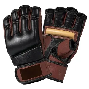 Profesyonel toptan fabrika fiyat yapılan MMA eldivenleri inek deri eğitim egzersiz profesyonel yarım parmak eldiven