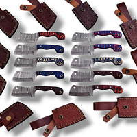 Lot de 20 couteaux tactiques en acier Damas avec manches en bois Pakka, lames fixes de 7 pouces, couteau EDC