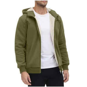 HISHY APPAREL <b>Men's</b> Black <b>Fleece</b> <b>Jacket</b> Full Zip Sherpa <b>Lined</b> Casual Autumn Wear Regular Fit Windproof Outerwear Stand Collar - Product Image 2