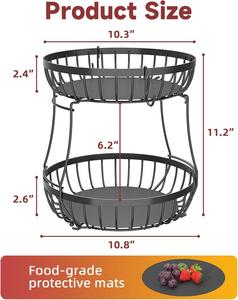 Contemporary Slatted Wire Mesh Fruit <b>Basket</b> Matte Black Powder Coated Metal Bowl Storage Vessel Dining <b>Table</b> Decor - Product Image 2
