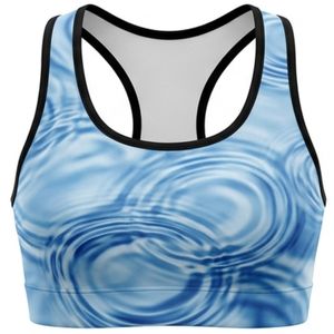 Women's Racerback Sport Bra Water Ripple Print Medium Support Breathable Spandex Polyester Yoga <b>Top</b> <b>Mesh</b> Back Summer Comfortable - Product Image 1